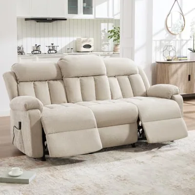 77 in Power Reclining Sofa, Recliner Couch for Living Room, Beige