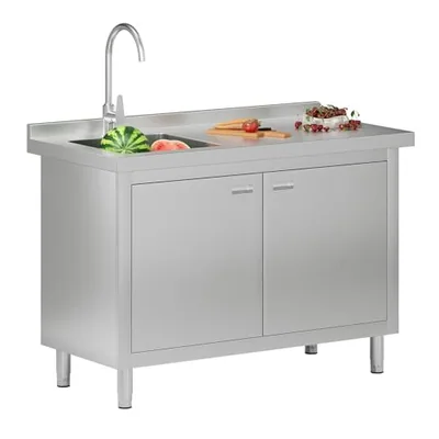 48-Inch Stainless Steel Utility Sink Cabinet with Faucet