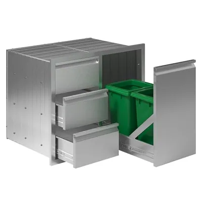 28 in Stainless Steel Outdoor Kitchen Drawers, Single Trash