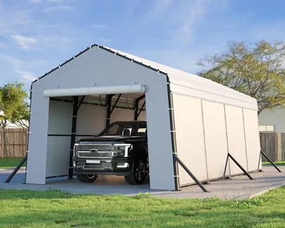 12x20x10.5 FT Metal Carport with Waterproof Removable Sidewalls, Gray