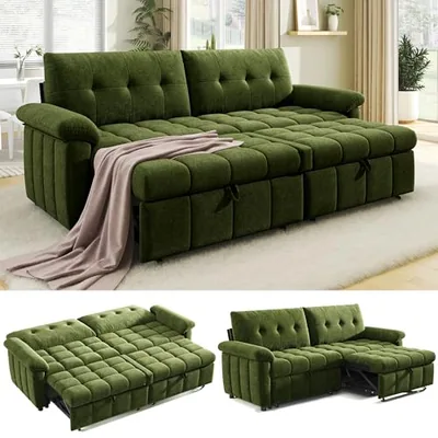 93 in Sofa Bed, Pull-Out Couch, Sleeper Sofa, Green