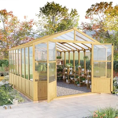 10 x 13.2-Ft Wooden Greenhouse
