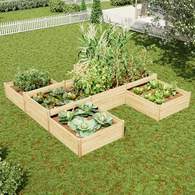 H-Shaped Raised Garden Bed, 12x12x2 ft, 180 cu. ft Capacity