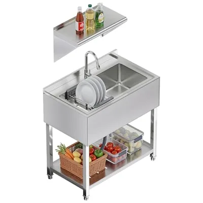 35.8 x 21.7 x 35.4 in Stainless Steel Single Bowl Prep Sink