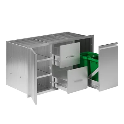 41.5 in Stainless Steel Outdoor Kitchen Drawers, Double