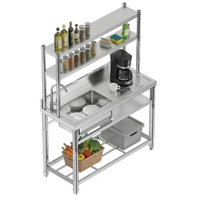 45 x 20 x 58.7 in Stainless Steel Single Bowl Utility Sink