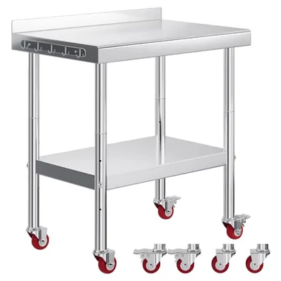 36 x 24-Inch Stainless Steel Prep Table with Wheels
