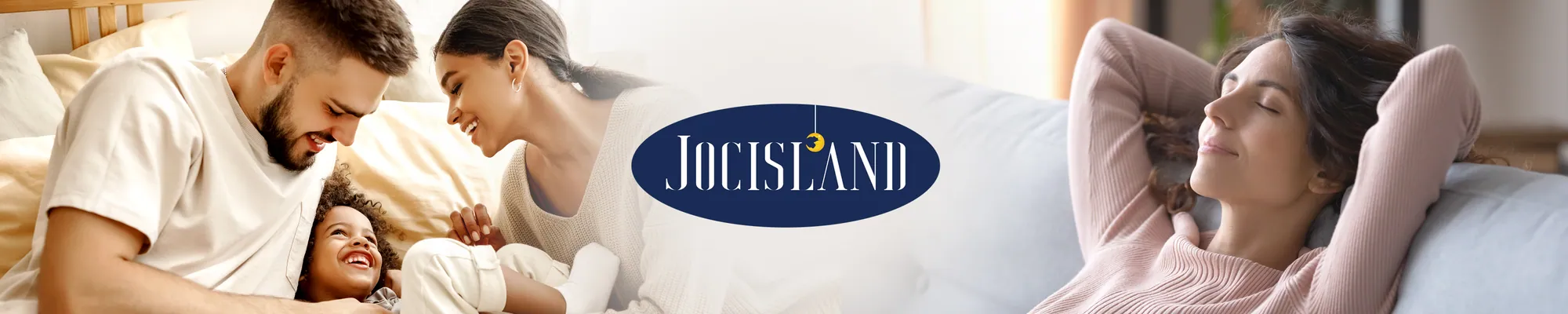 The wordmark at home: the bed and the sofa we draw everything else around.