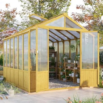 8 x 9.5-Ft Wooden Greenhouse
