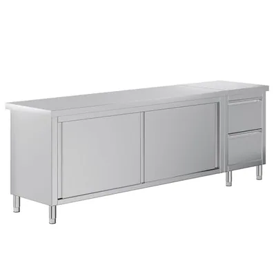 96-Inch Stainless Steel Work Table with Cabinet