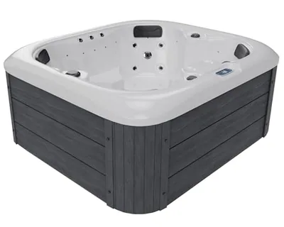 4 Person Outdoor Hot Tub with 23 Stainless Steel Jets, Acrylic, Gray