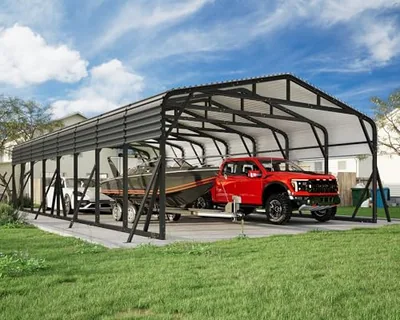 20x40 FT Heavy Duty Metal Carport for Multiple Vehicles, Gray